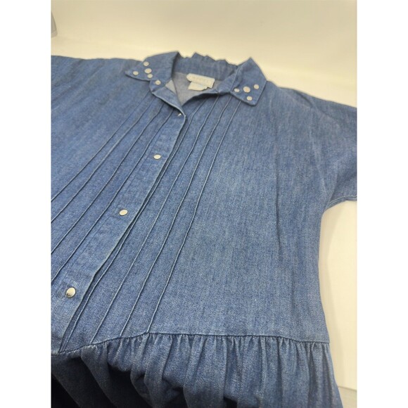 Vtg‎ 1970’s Jean Dress Full Skirt Fitted Bodice Union Made Cottagecore S70.s - Picture 7 of 7